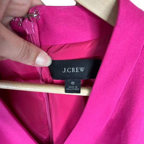 J. Crew Women's V-Neck Sheath Dress Sz 6 Bi-stretch Cotton Pink Fuchsia - Picture 9 of 12